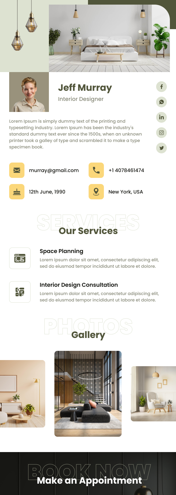 vCard template preview